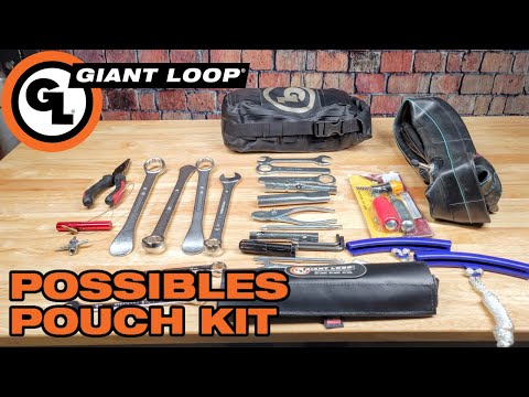 Complete Motorcycle Flat Repair and Tool Kit in The Giant Loop Possibles Pouch