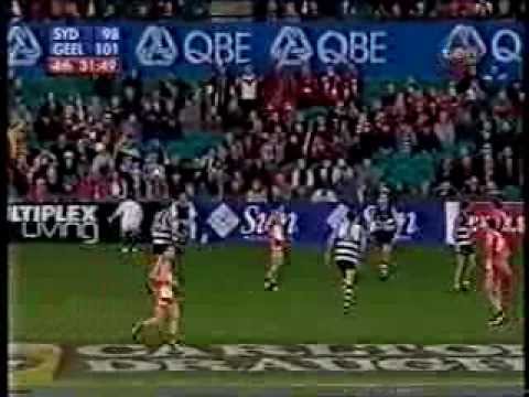 Sydney v Geelong round 12 - 2002. Closing stages of tight AFL match