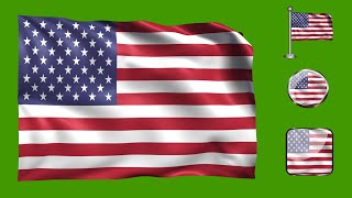America  4 Type Of  Flag Animation ‐ Green Screen Chroma Video #flag #chromakey #america #usa