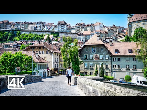 Switzerland 4K🇨🇭 Fribourg, drink a cup of coffee in a leisurely fashion