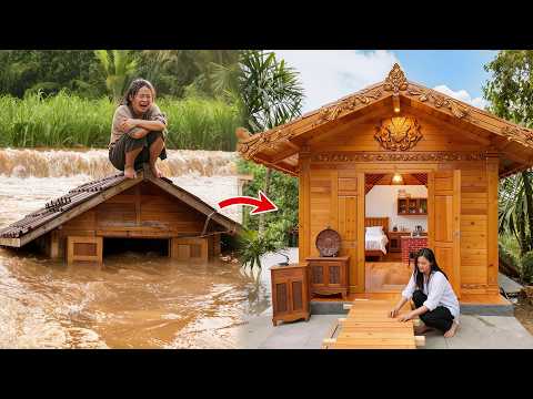 After the devastating flood, the girl built a wooden house in just 315 days.| by @Lý Mai Farmer
