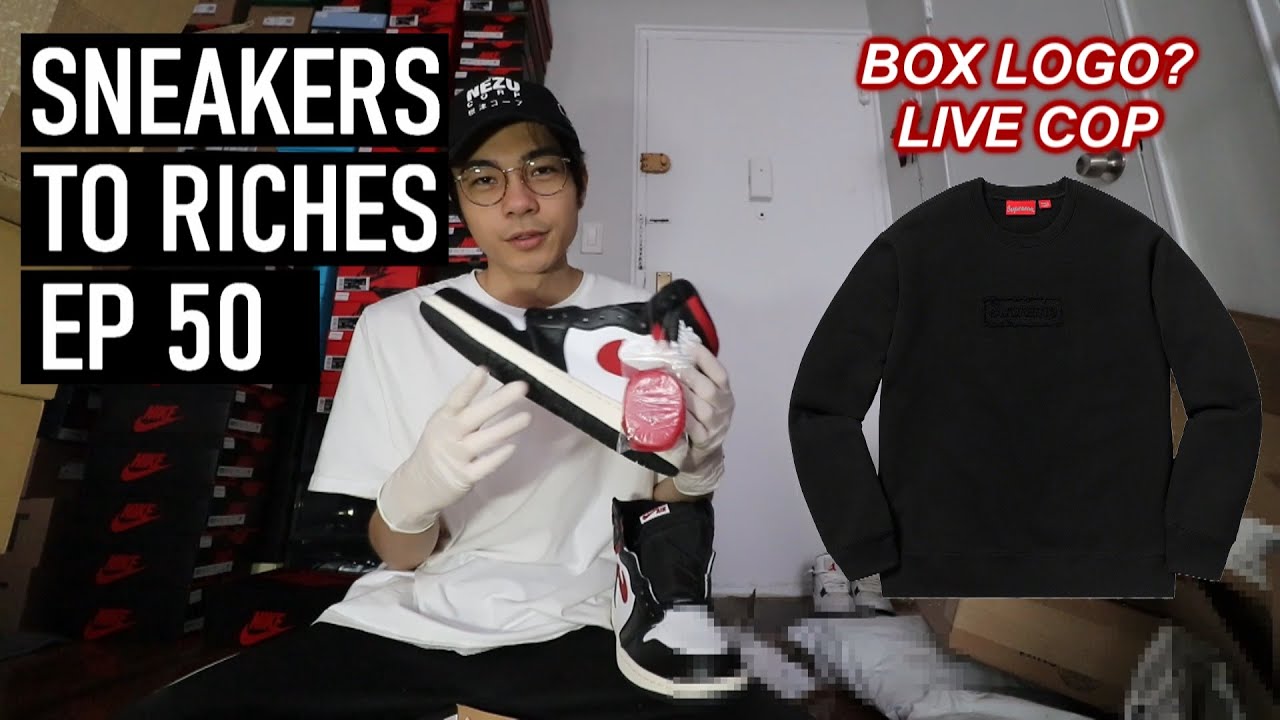 Ep 50 - SUPREME CUTOUT BOX LOGO LIVE COP - Reselling Vlog 2020 SNEAKERS TO RICHES