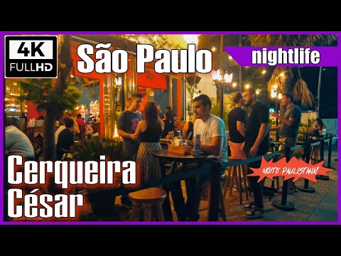 [4K] Noites Paulistanas | Cerqueira Cesar | Sao Paulo Walking tour | Cerqueira César bairro nobre