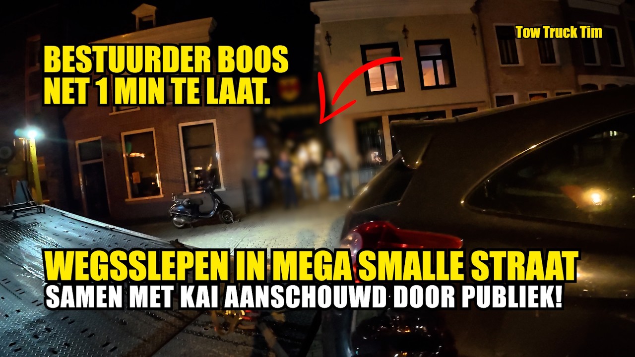 DAF MET STROOMPROBLEMEN EN WEGSLEPEN IN SUPER SMALLE STRAAT LANGS WATER.. GAAT NET!