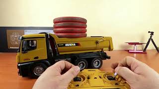 Unboxing Dump Trucks Car Huina 1582 582 Camion Huina RC 1 :14 POWER TEST Metal Sound Light kit