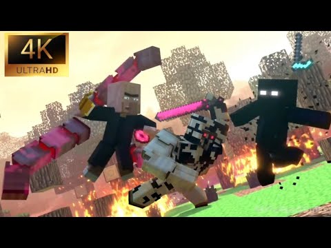 All Mustard fight scene of Annoying Villager Minecraft animation series 4K