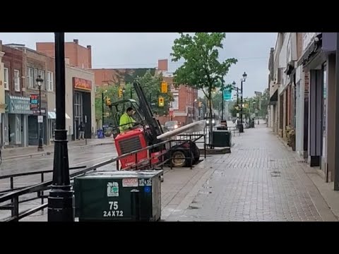 Moffett climbing stairs