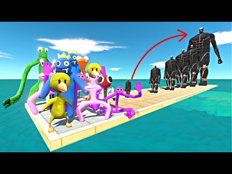 Rainbow Friends vs 7 Levels of Dirty Colossal Titan - Animal Revolt Battle Simulator