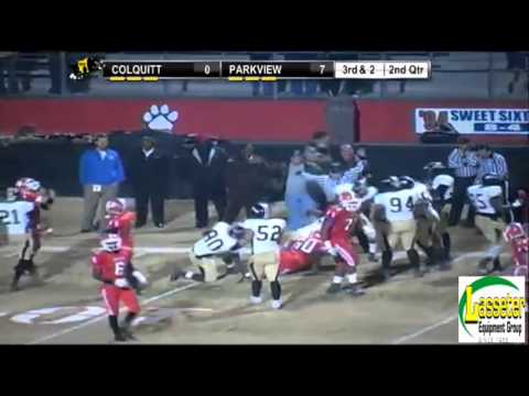 Colquitt County #93 Jeffrey Lawson intercepts Parkview #12 Rob Youngblood