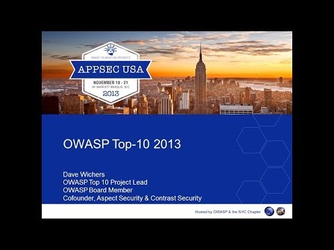 Image thumbnail for talk The 2013 OWASP Top 10