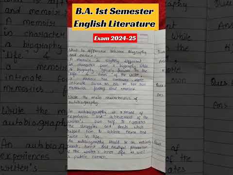 B.A.1st Sem. English Literature Exam 2024-25 Most Imp. Ques -Ans For Exam #shorts #ytviral #youtube