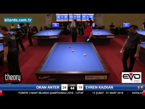 OKAN ANTER & EVREN KAZKAN Bilardo Maçı - 2018 ERKEKLER 1.ETAP-3. Ön Eleme