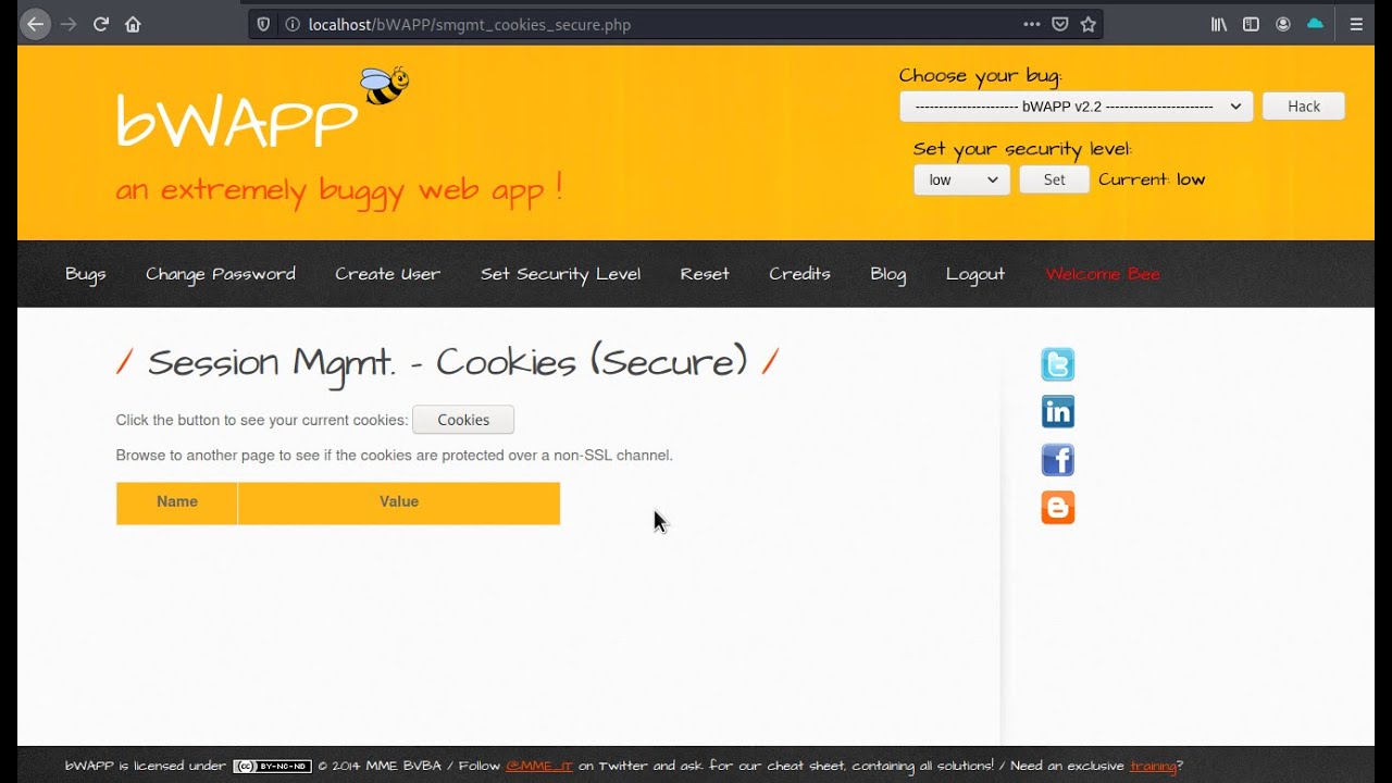 Session Mgmt   Cookies Secure   Low Security Level