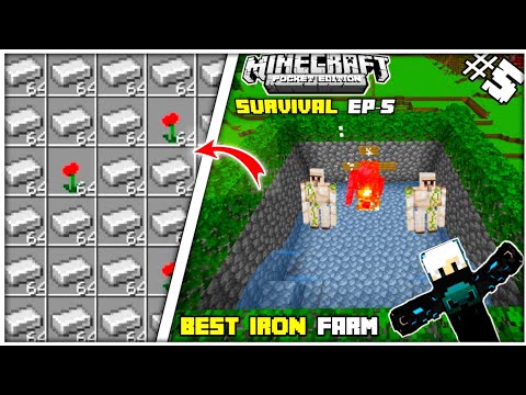I made the best iron farm in mcpe 1.19🔥| Hindi | Minecraft pocket edition part 5 | #minecraft