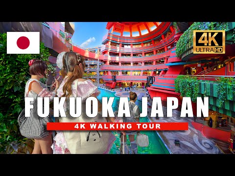 🇯🇵 Fukuoka, Japan Walking Tour | Spend and entire day and night walking around Japan | 4K HDR 60fps