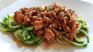 Zucchini Spaghetti with Ground Turkey Meat Sauce HSN Inspiralizer noodle maker