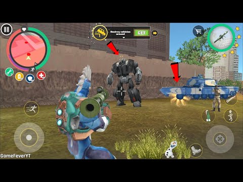 Rope Hero: Vice Town (Army Tank Puncture on Base Camp) Car Robot Lost Memories - Android Gameplay HD