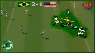 ISS Pro '98 | Brazil vs. USA ⚽ | Ronaldo & Roberto Carlos Shine! | PS1 Retro Classic