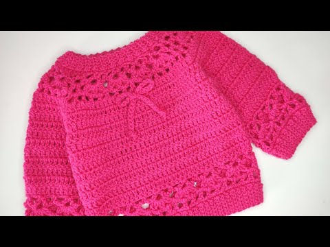 Crochet #103 How to crochet "Little Sweetheart" baby cardigan / pullover 