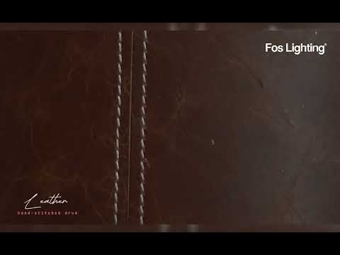 Fos Lighting, Contemporary Brown 14 Inches Drum Leather Pendant Light