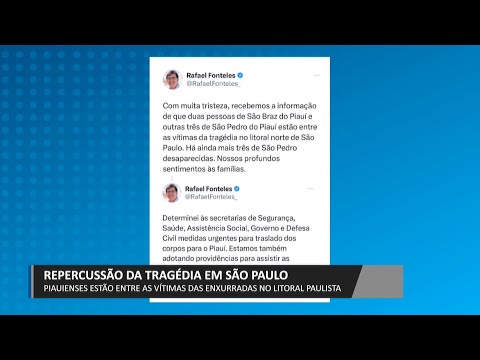 Piauienses estão entre vítimas de enxurradas no litoral paulista; veja repercussão 22 02 2023