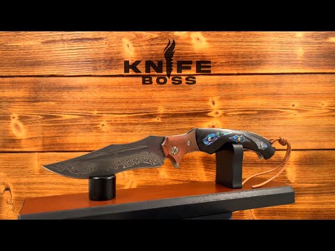 KnifeBoss lovecký zavírací damaškový nůž Ebony & brass VG-10