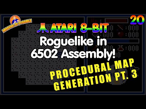 Let's Make EdVenture #20: Procedural Map Generation Part 3 - (6502 Assembly, Atari 8-bit, RNG)