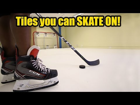Hockey tiles you can SKATE ON in our office ! Xtraice Synthetic rink
