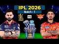 IPL 2026 1st Match Royal Challengers Vs Sunrisers Hyderabad RCB Playing 11 2026 SRH Playing 11