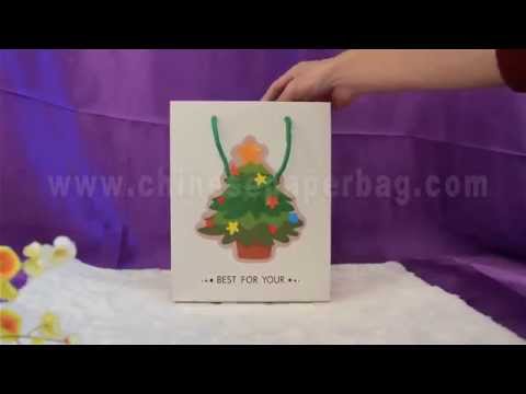 Customized christmas tree design paper bag