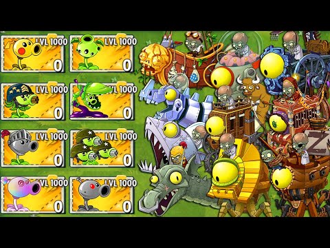 All PEA Plants LEVEL 1000 Power-Up! vs All Final Boss - Plants vs Zombies 2 Mod