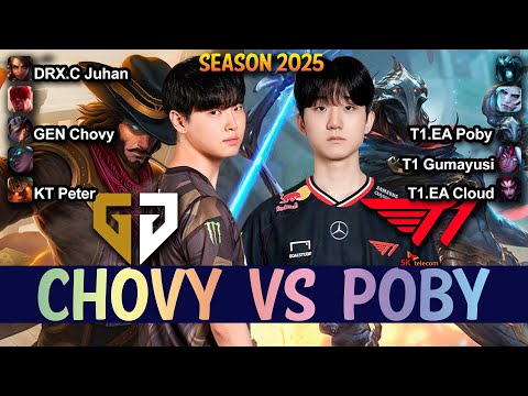 GEN Chovy vs T1.EA Poby - Chovy TWISTED FATE vs Poby VIKTOR Mid - Patch 25.11 KR Ranked | lolrec