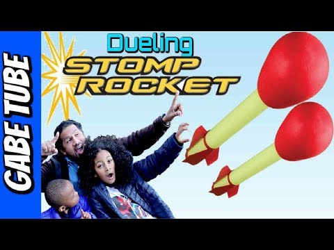 DUELING STOMP ROCKET CHALLENGE & REVIEW bottle rocket launcher rockets KID POWERED Gabe Tube TV