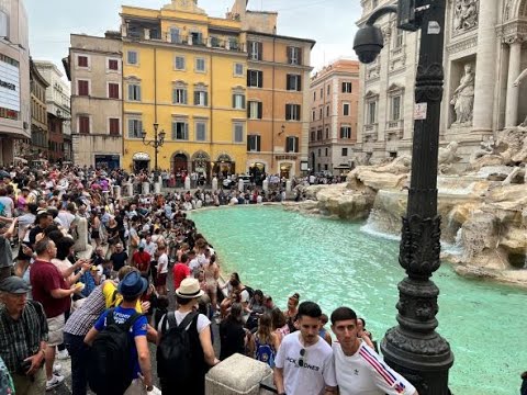 Walking Tour to Trevi Fountain in Rome, Italy - May 2022