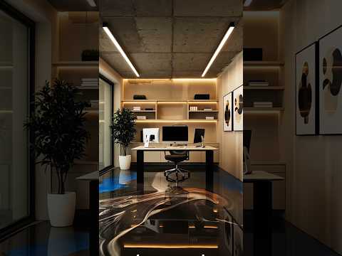 Luxury Home Office Transformation with Metallic Epoxy Flooring #EpoxyFlooring #HomeOfficeDesign