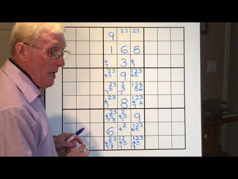 Tutorial #35    For hard puzzles. Advanced rule of Exclusion. (box/line reduction)