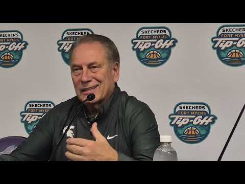 Michigan State's Jeremy Fears Jr., Carson Cooper and Coach Tom Izzo after win over #UNC.