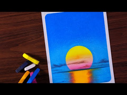 Sunset Seascape - Easy & Simple Soft Pastels Drawing for beginners | Art Artistry