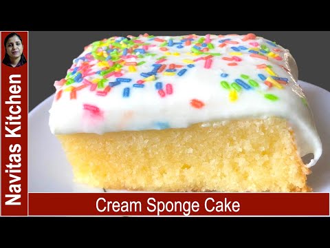 Sponge Cake Super Easy Recipe | Soft Cream Cake | English Subtitles
