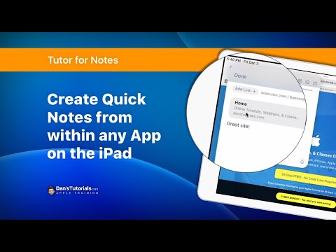 Create Quick Notes from within any App on the iPad