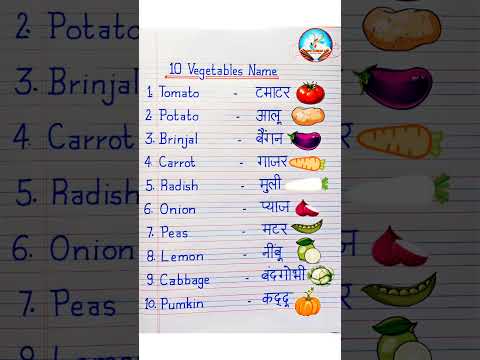 10 Vegetables Name in english and hindi | Vegetables Name | 10 sabjiyon ke naam | सब्जियों के नाम