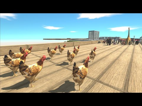 Units trying to escape from Chickens - Animal Revolt Battle Simulator