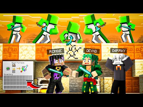 300 Hunters VS 3 Speedrunners But Smelting Give OP Items😱