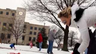 preview picture of video 'Snowball Fight Downtown Enid  2013'