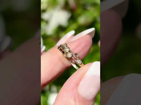 Contemporary 9ct Yellow Gold Champagne & White Diamond Ring - Birmingham 2023