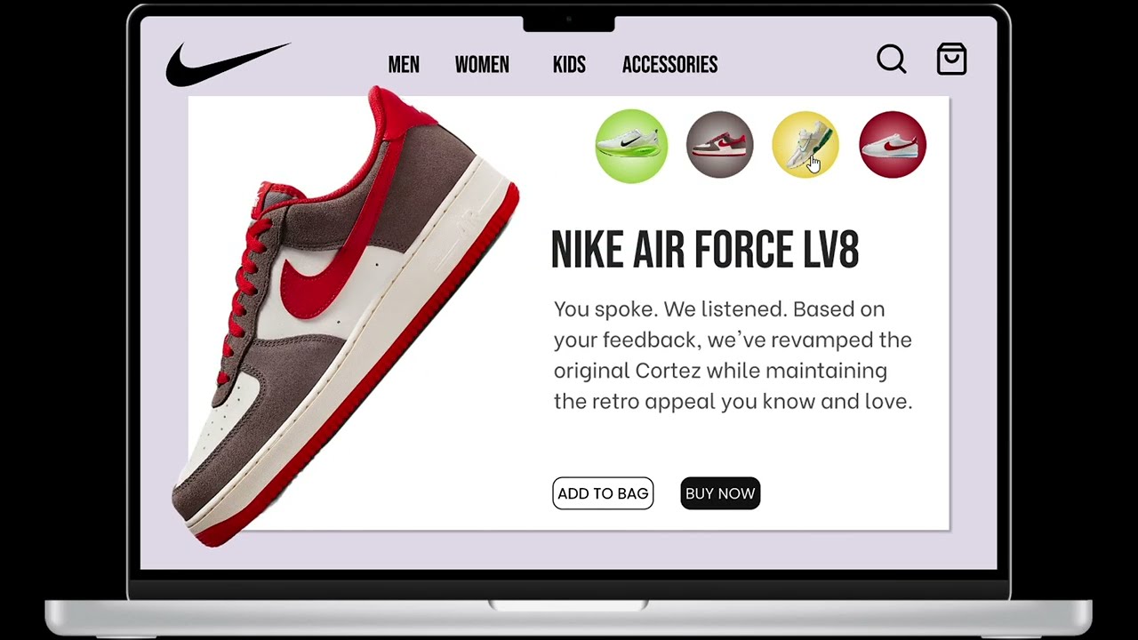Nike Shoes UI Design in Figma – Interactive Prototype Showcase!