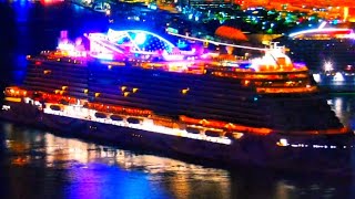 New Norwegian cruise line cruise ship MV Norwegian luna arriving to Miami at night