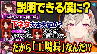 【V最VALO】ロボ子に「工場長」の由来を説明するツルギ、ﾘｮｰｶｲﾘｮｰｶｲ⤴で一致団結する小森めとと仲間たち【柊ツルギ/ロボ子/光葉エニ/八神ツクモ/MEDUSA/V最協/ぶいすぽ切り抜き】