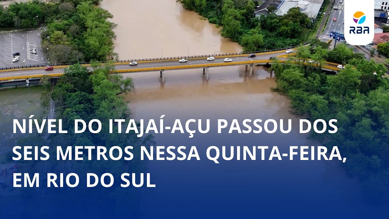 Nível do rio Itajaí-açu passou dos seis metros nessa quinta-feira, em Rio do Sul