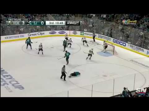 Bloody Pavelski After Hitting His Head On Ice After Cross Check From Eakin Game 7 Sharks Vs Knights